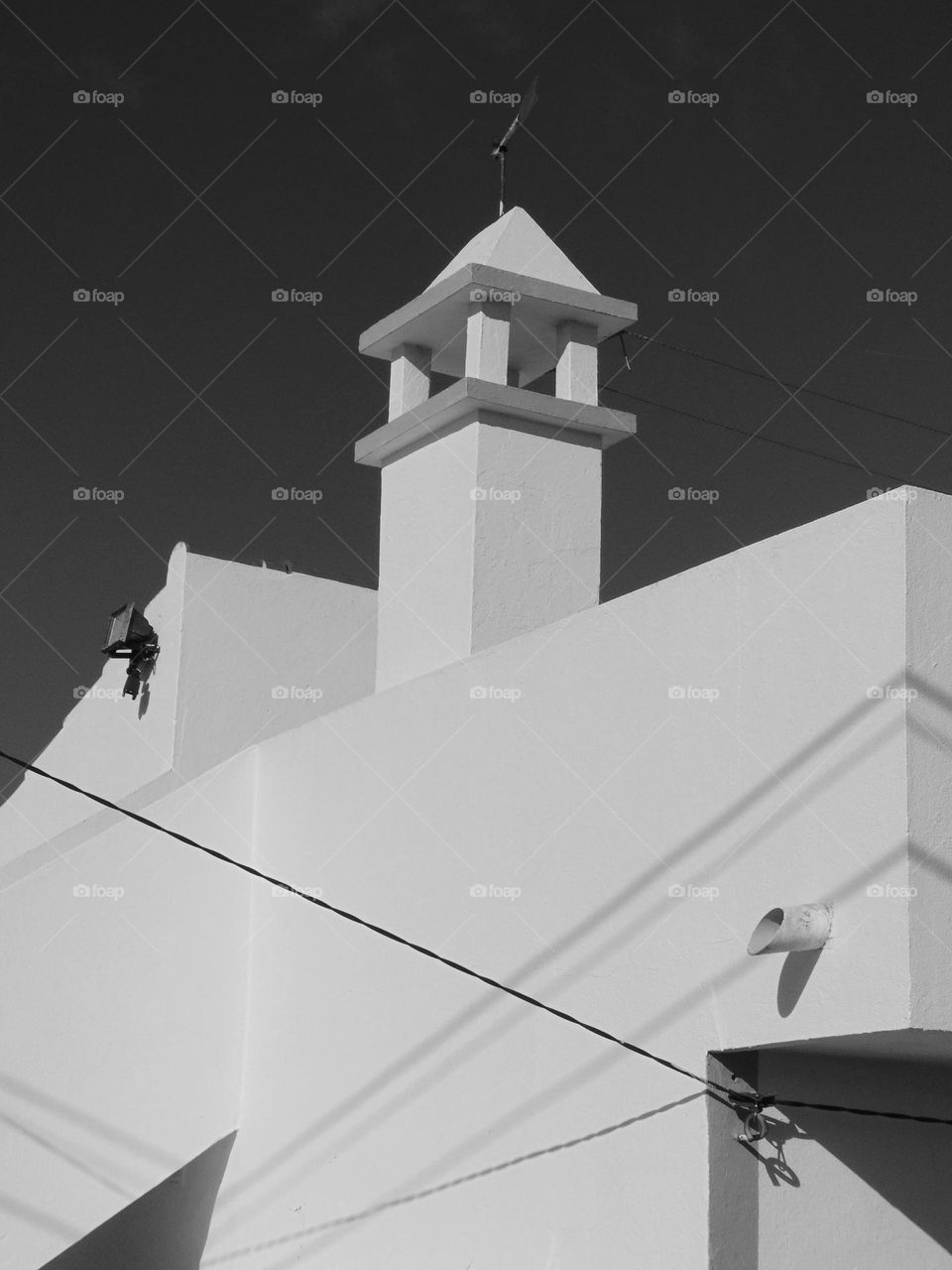 White wall and chimney 