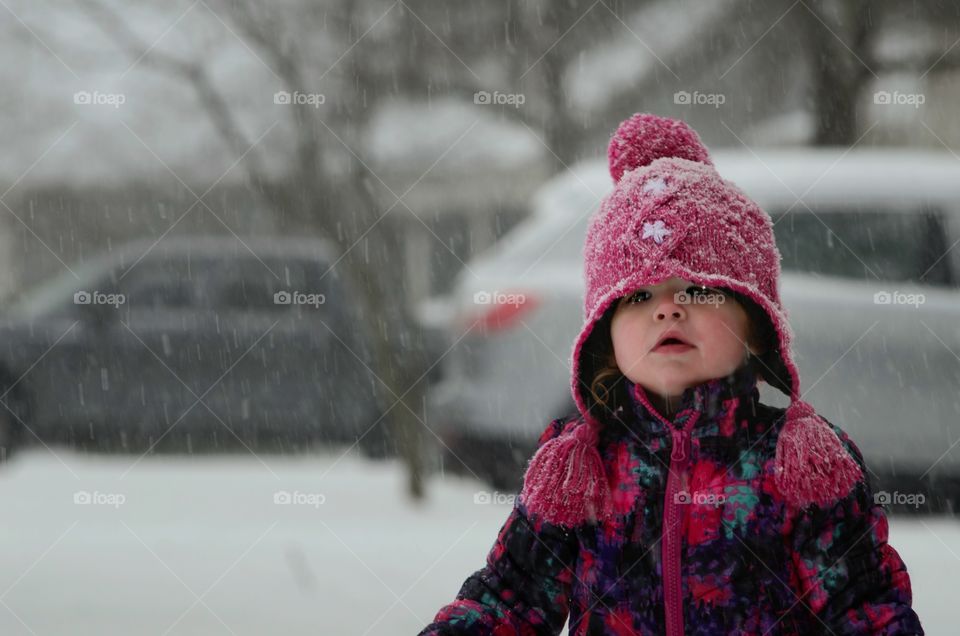 Cute girl standing in winter