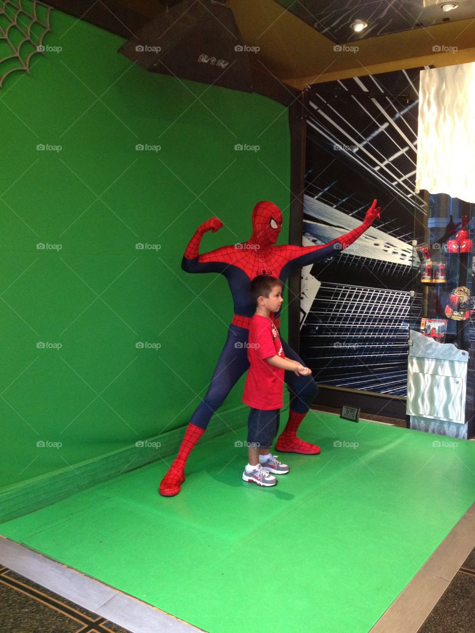 Posing with Spider-Man