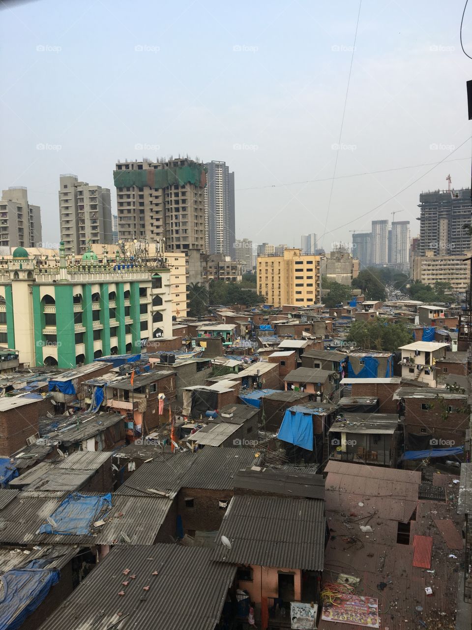 City view and slum in Mumbai