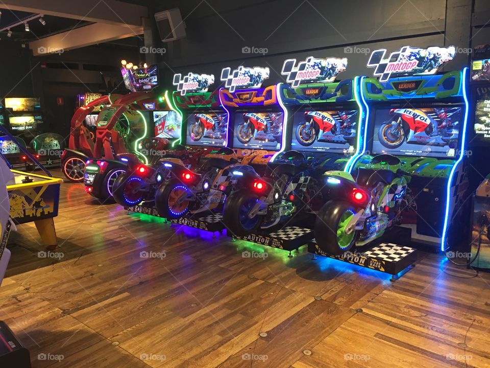 Quad MotoGP game machines in Liseberg game hall