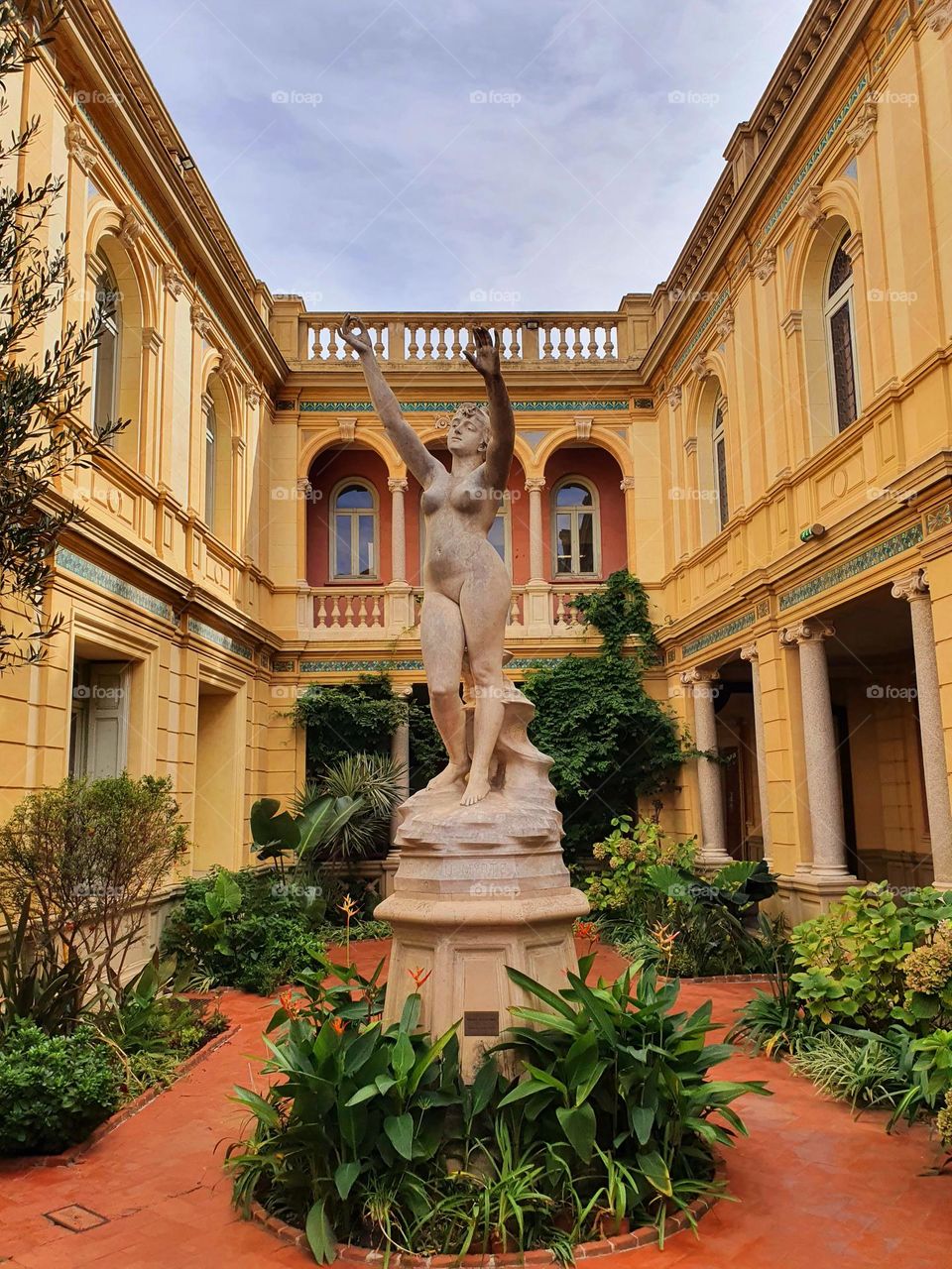 Statue in the courtyard of hotel Pams in Perpignan