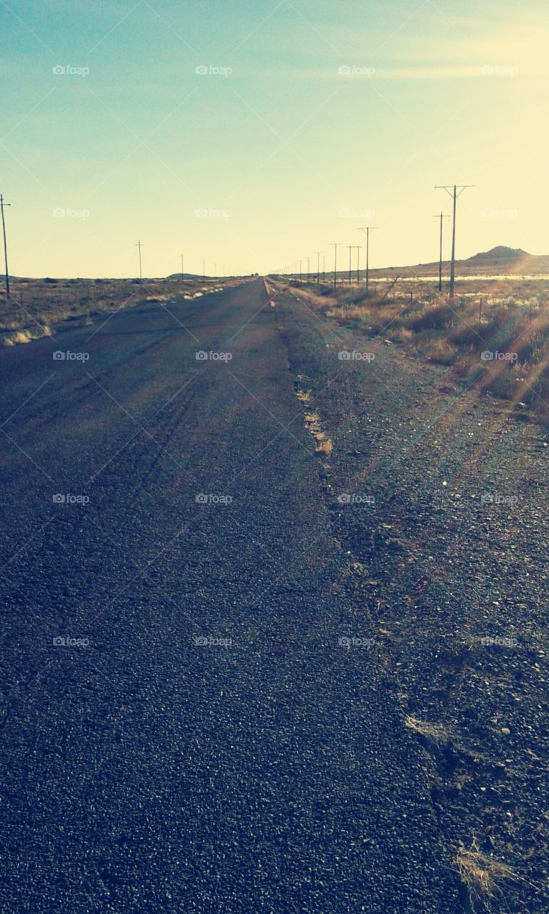 Long open Karoo road in Northern Cape, South Africa.