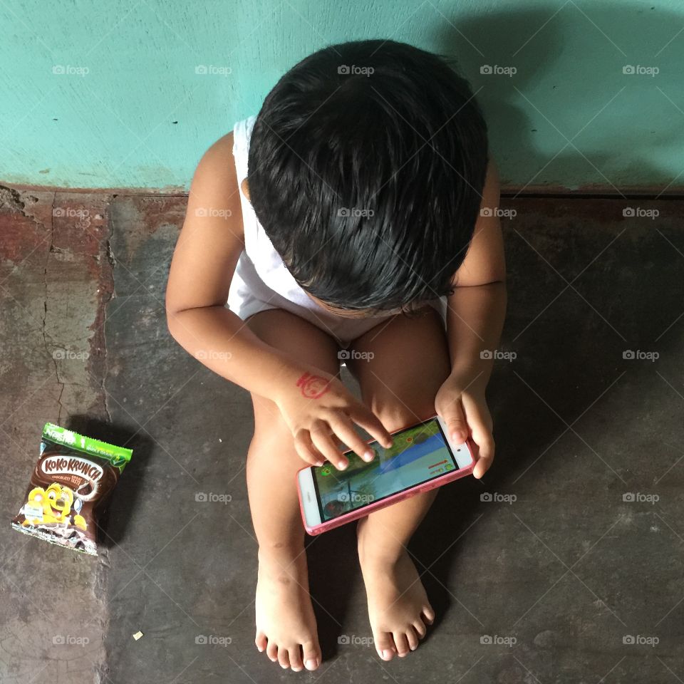 A boy using technology