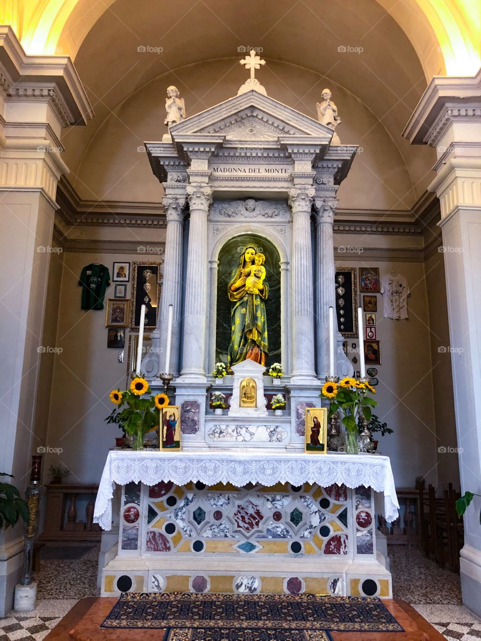Main Altar of Madonna del Monte de Marsure church in Aviano, Italy