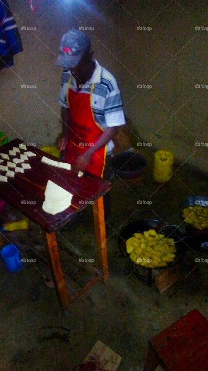 Preparing local snacks in Kenya