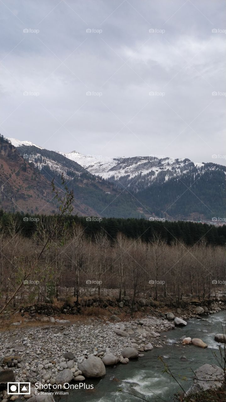 River in stone and hill