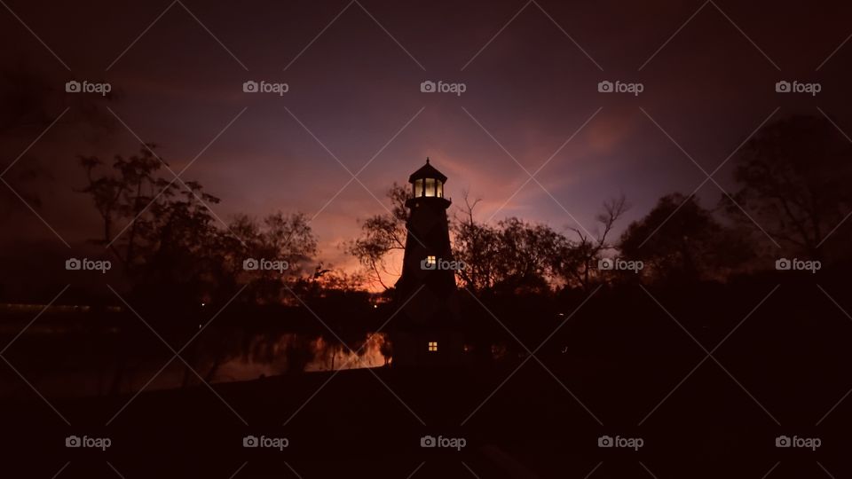 Sunset-Twilight-Night. Ending Twilight with Wild Reflections of Shore Landscapes on Lake Waters. Awesome Composure with BackLit Colors Just Plain Beautiful
