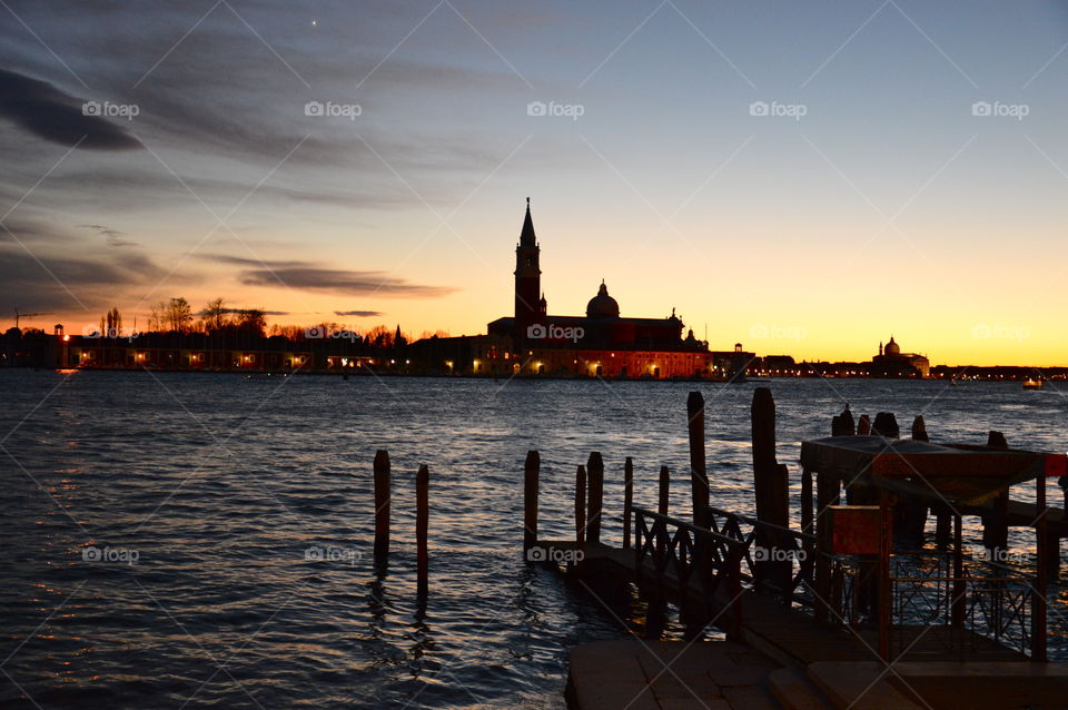 Romantic sunset in Venice