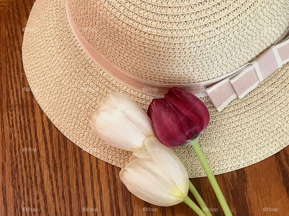 Lovely Easter bonnet with tulips.