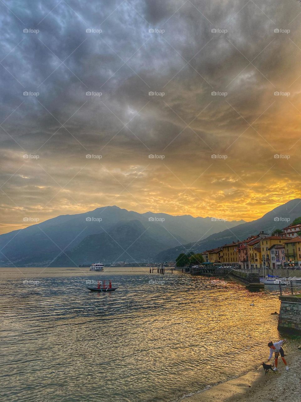 Sunset in Como, summer evening