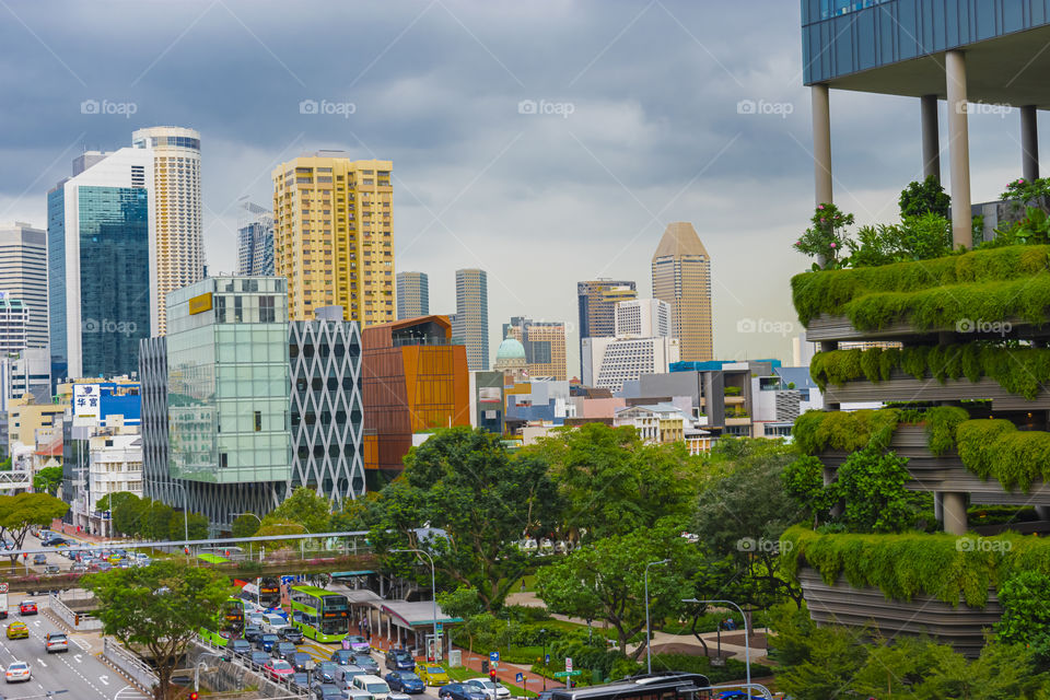 beautiful scenery at Chinatown with blue cloudy sky