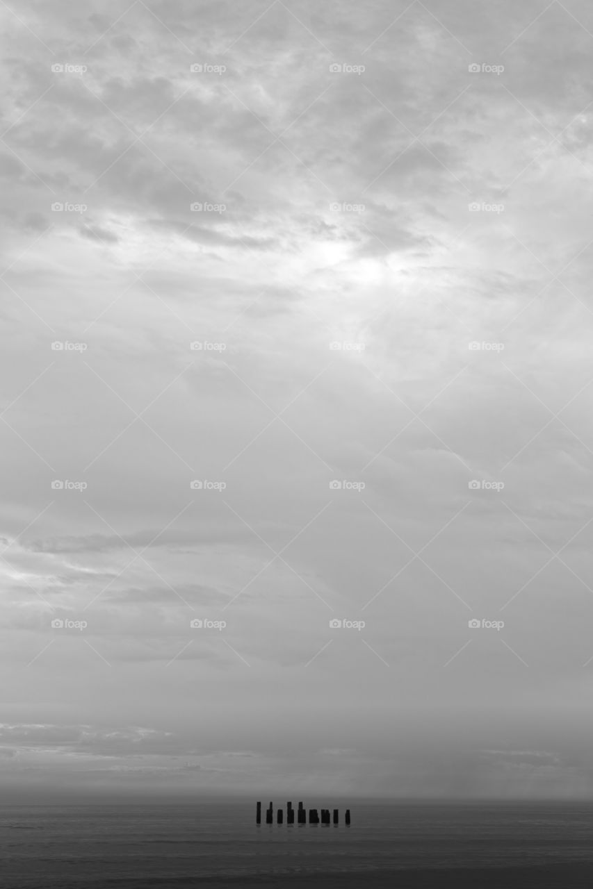 Broken pier when tide is out