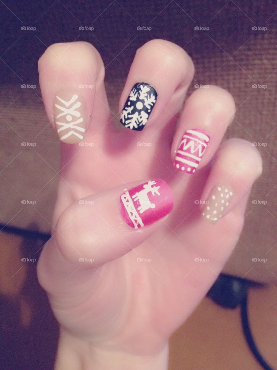 2014 deer manicure new year by lanocheloca