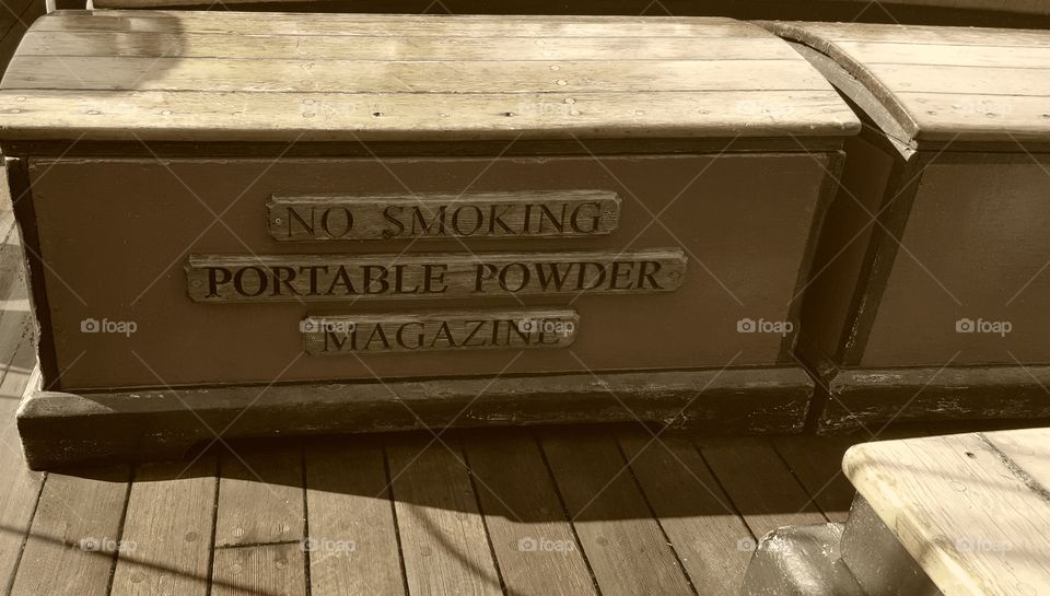 wooden trunks on deck of a sailing ship meant to hold powder for the cannons in Monterey Bay