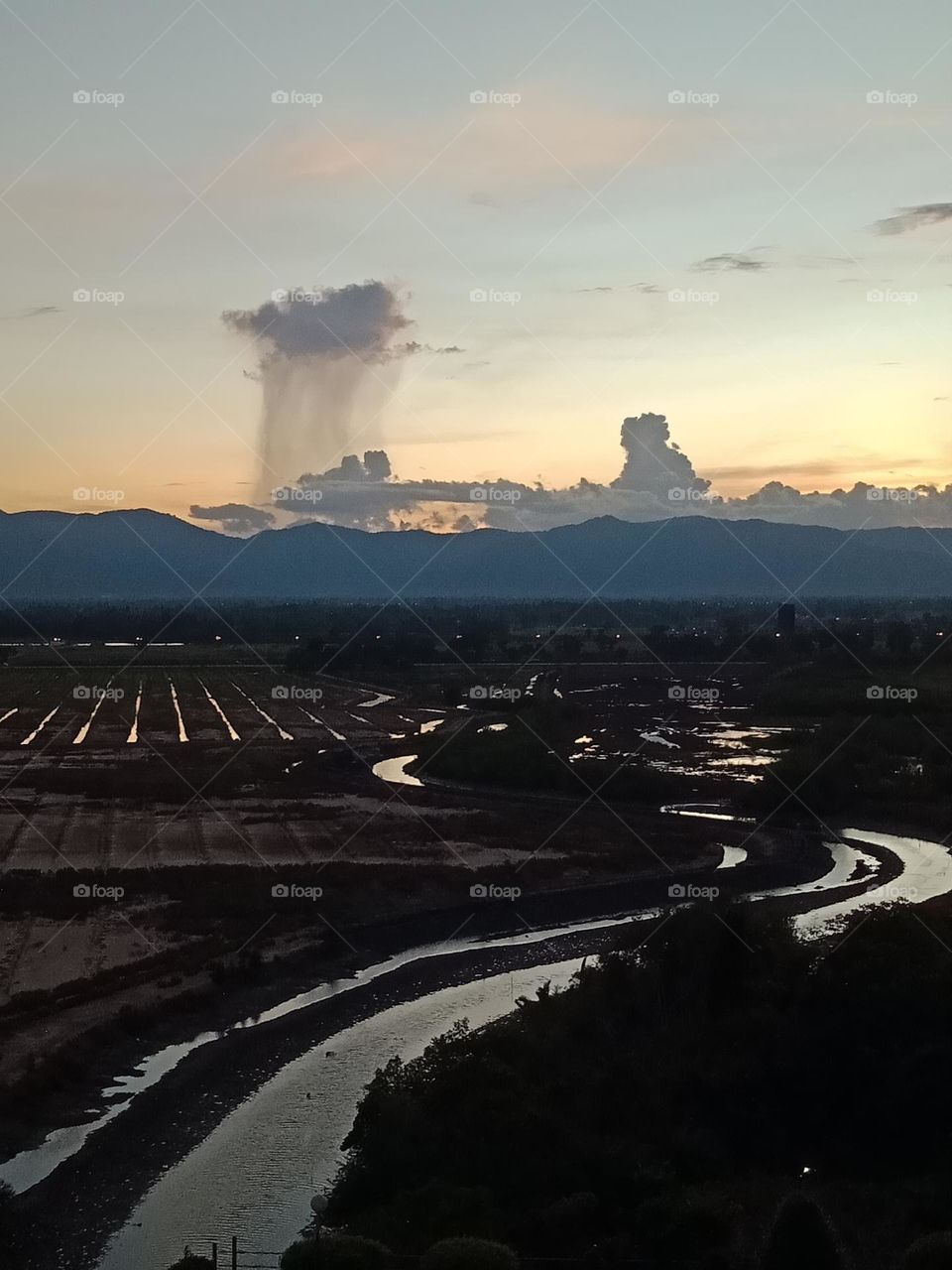 Cloud with rain curtain