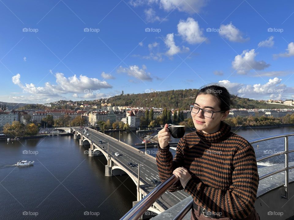 Enjoying the cup of delicious coffee with a mesmerising view 