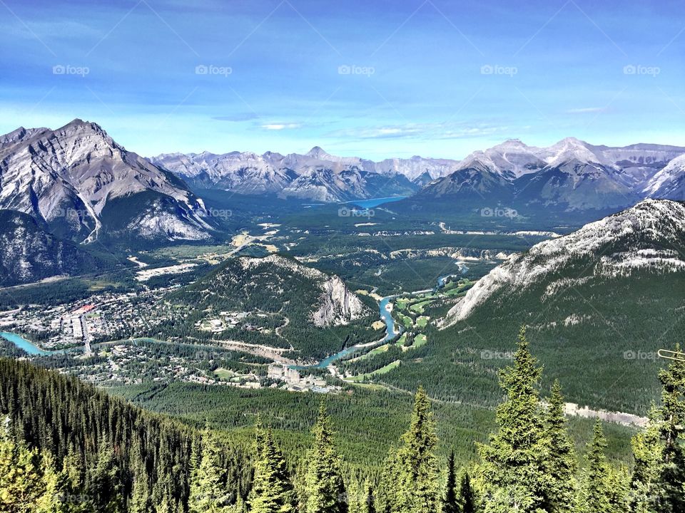 View of Banff from Sulphur Mountain, Alberta Canada 