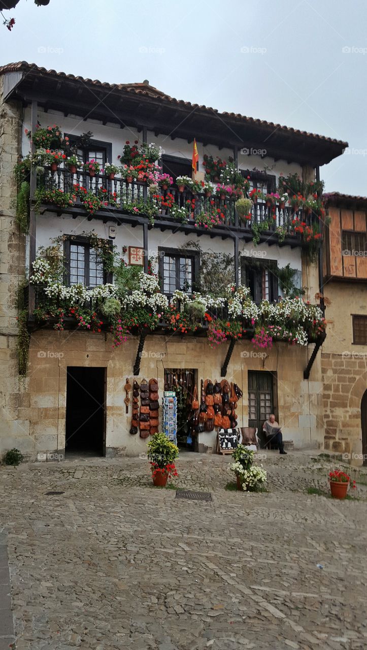 Traditional house in Santillana del Mar, Cantabria, Spain.