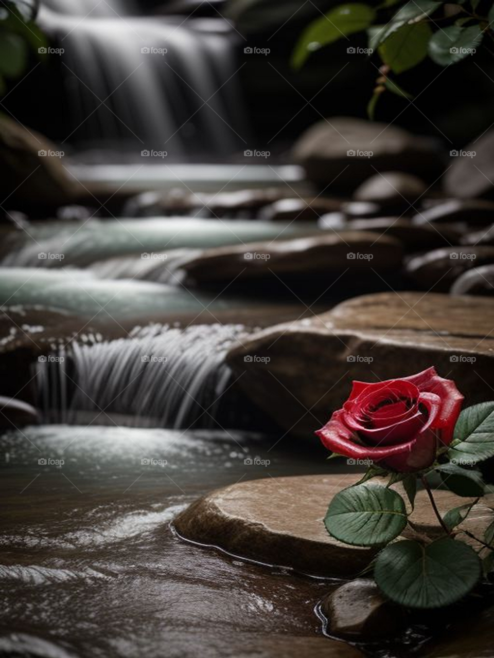 Beautiful view of a rose by the river