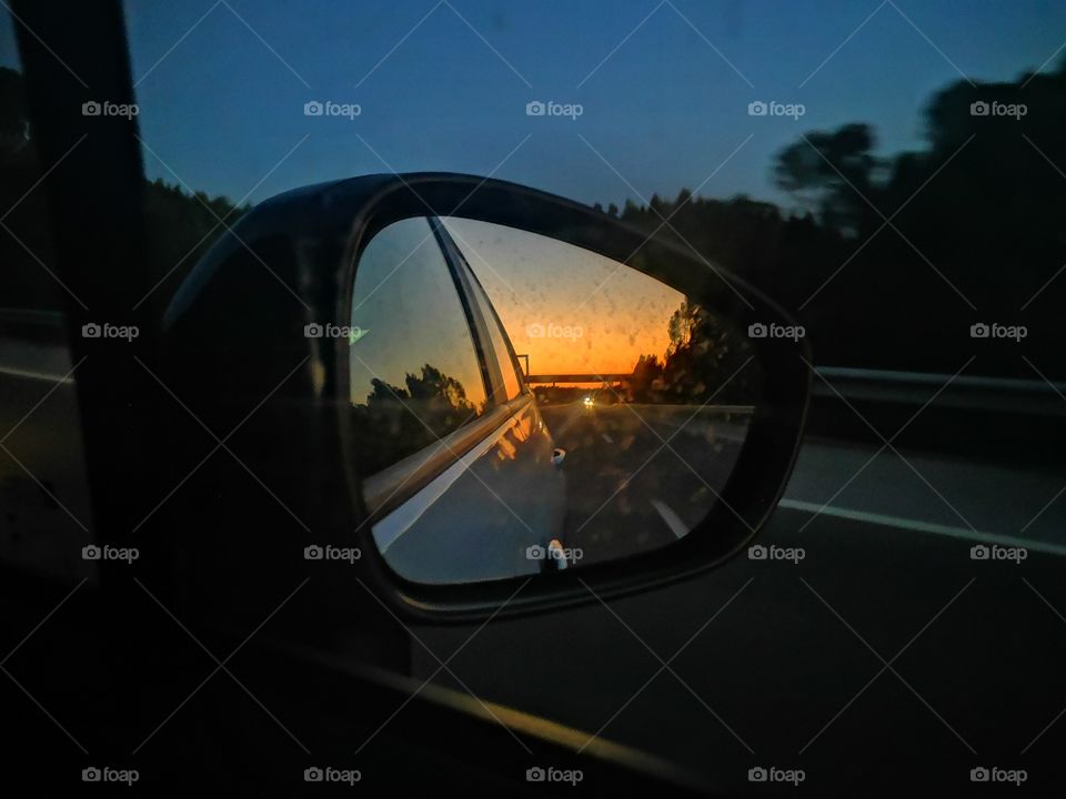 Sunset in the road