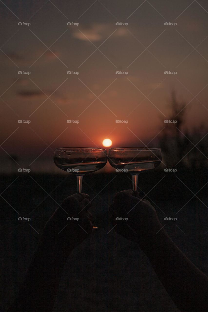 Sunset view with a cold drink 