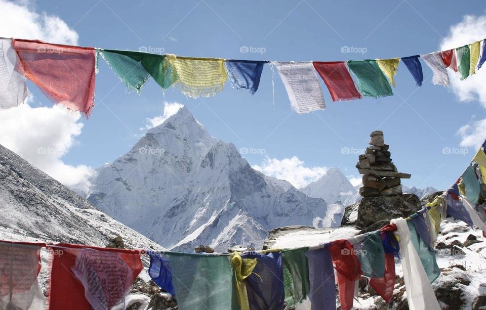 Landscape with flags