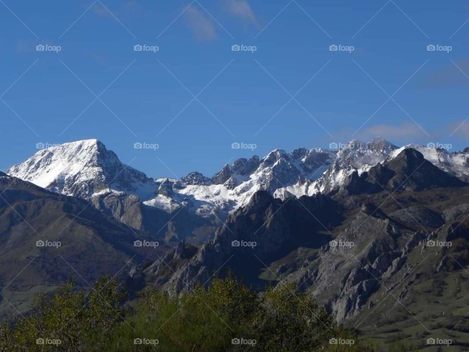 Beautiful background first snow over the mountain