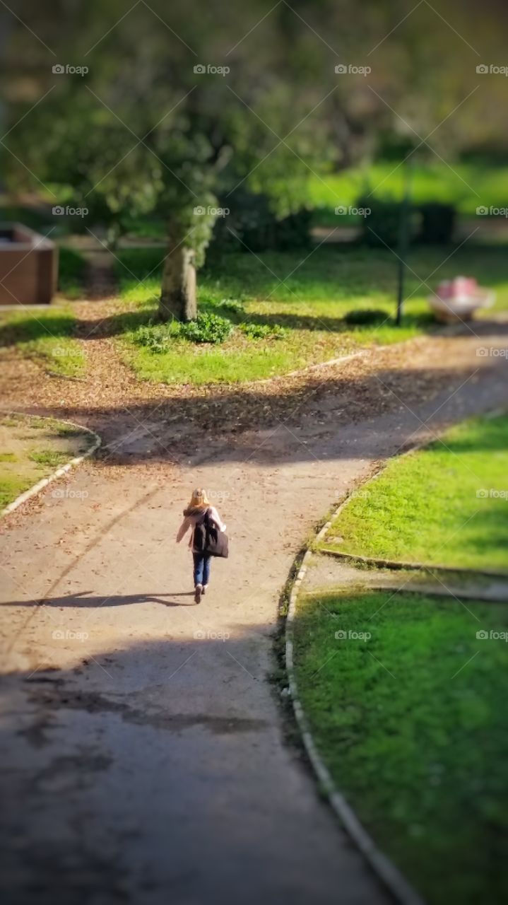 Lady walking alone