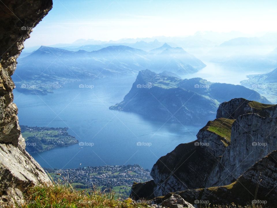 Beautiful view of the Alps and lake