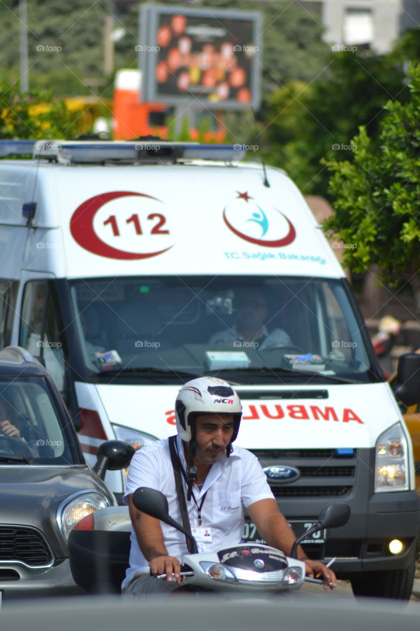 ambulance on the road