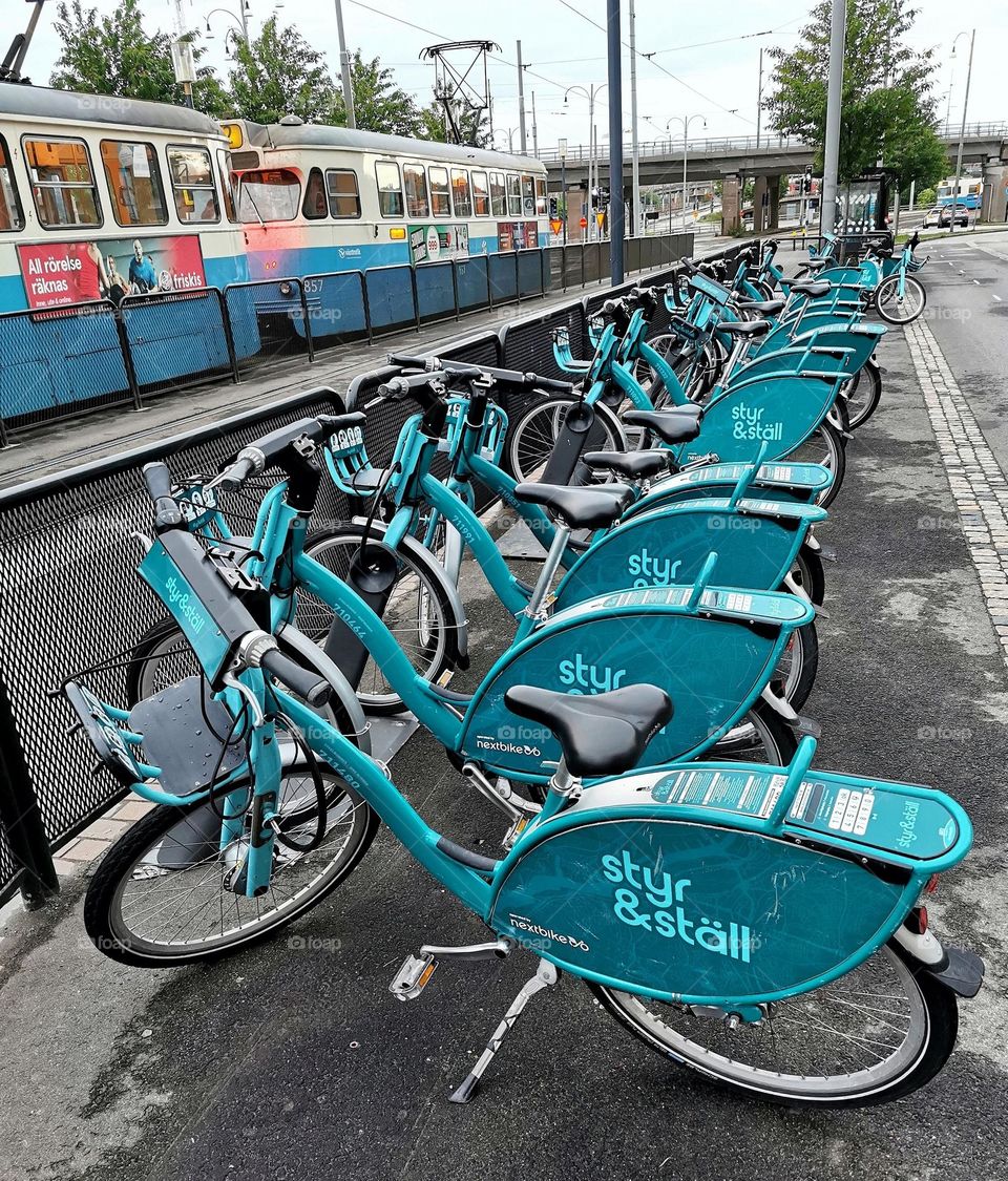 Bicycles in a row