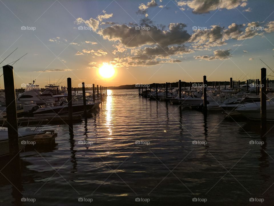 boats during sunset
