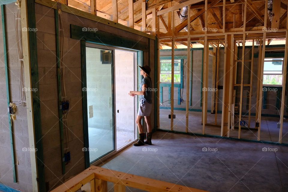 House being built with repeating structure.