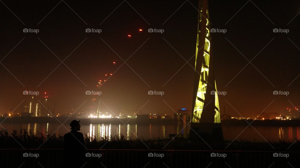 cable car at night