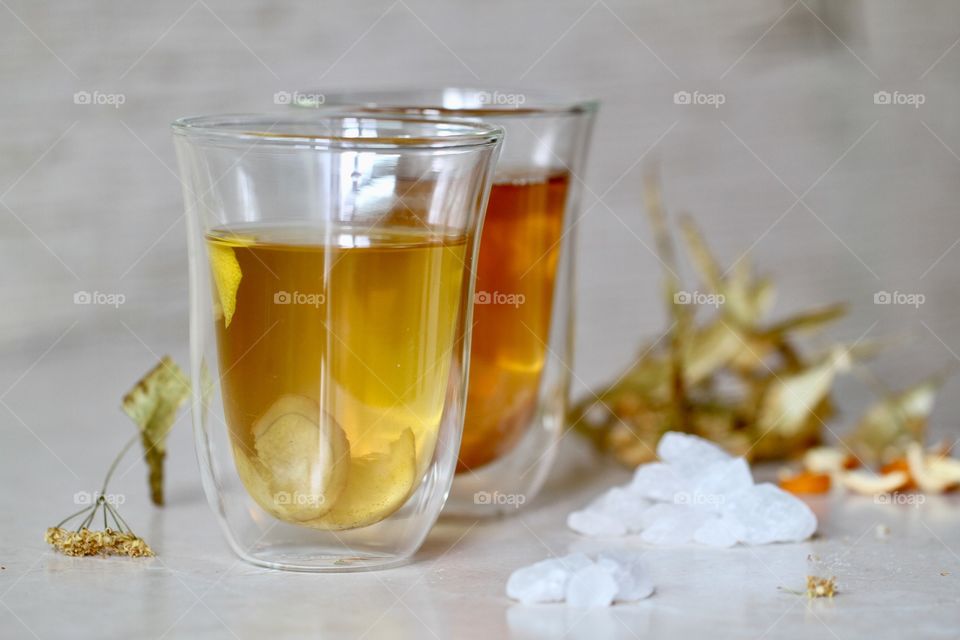 Linden tea in the glass