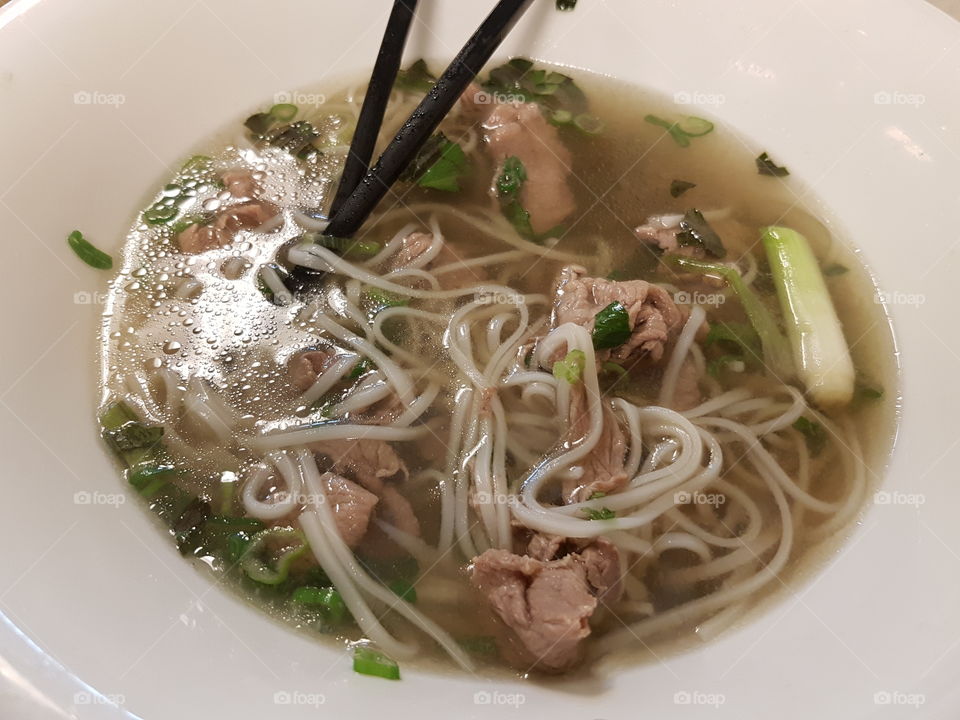 Pho, Vietnamese soup with rare beef