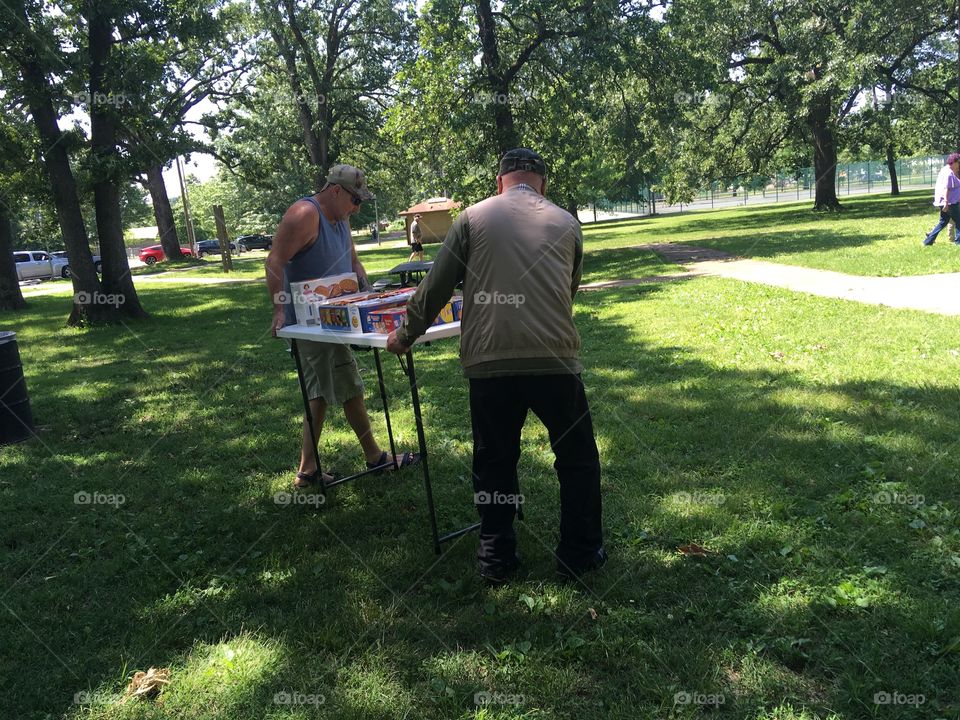 Moving tables closer to the people got a hungry bunch! Almost time to get started.