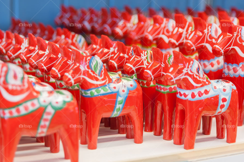 Dala Horse. Dalecarian Horse. Must have handmade and painted wooden souvenir, toy from Sweden.