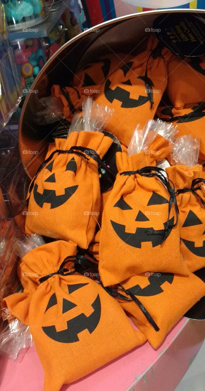 Mini Pumpkin Bags of Candy