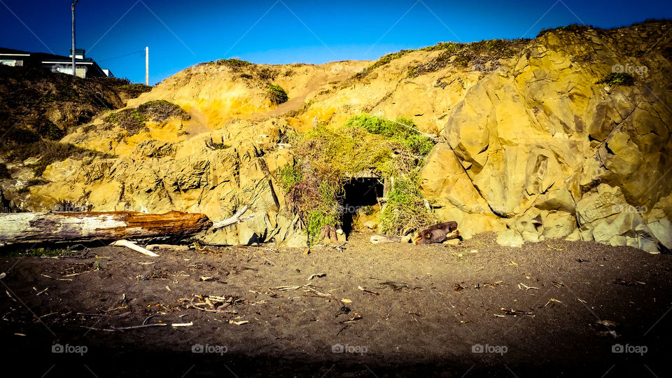 Man made beach cave