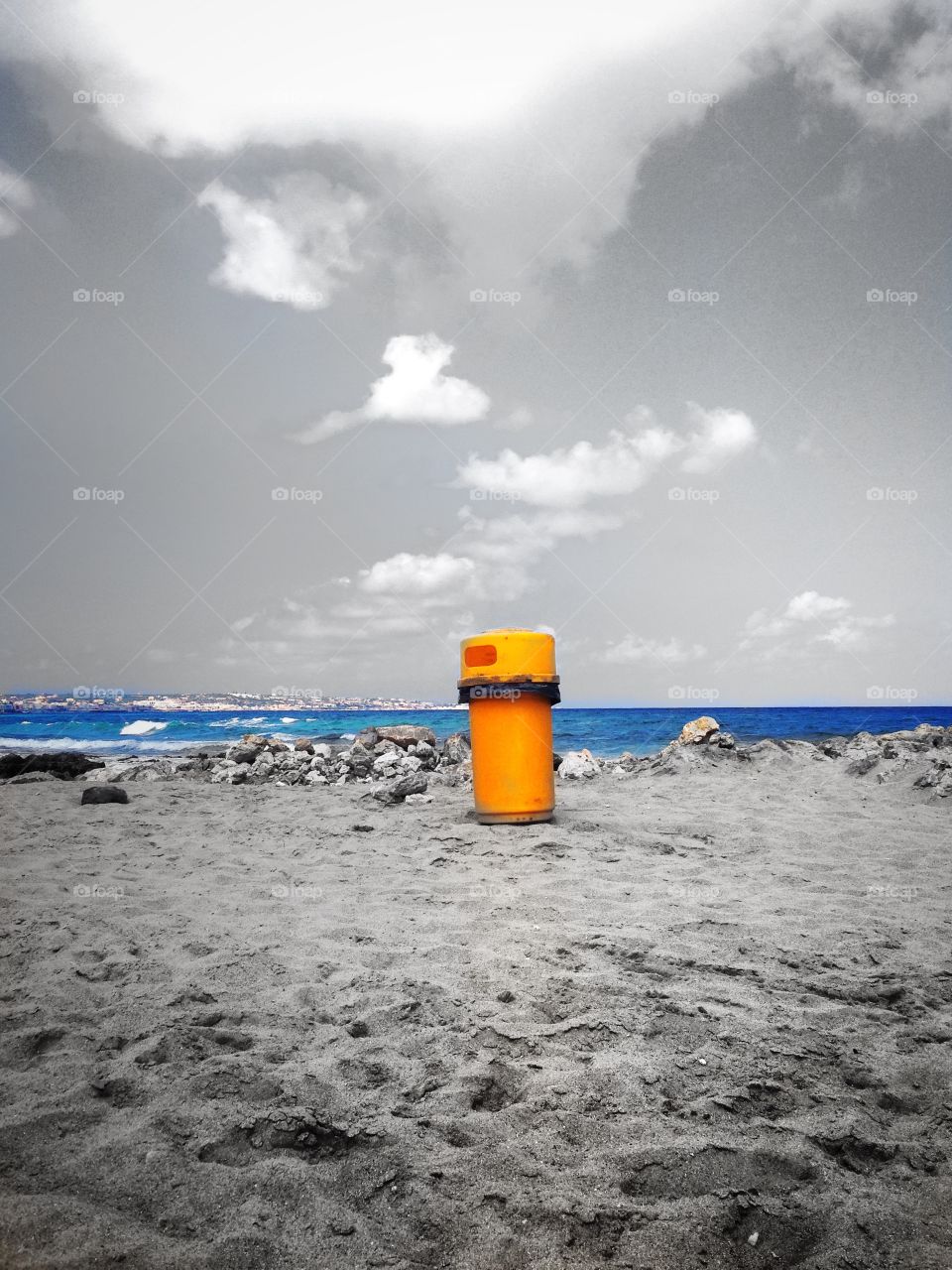 The bin on the beach