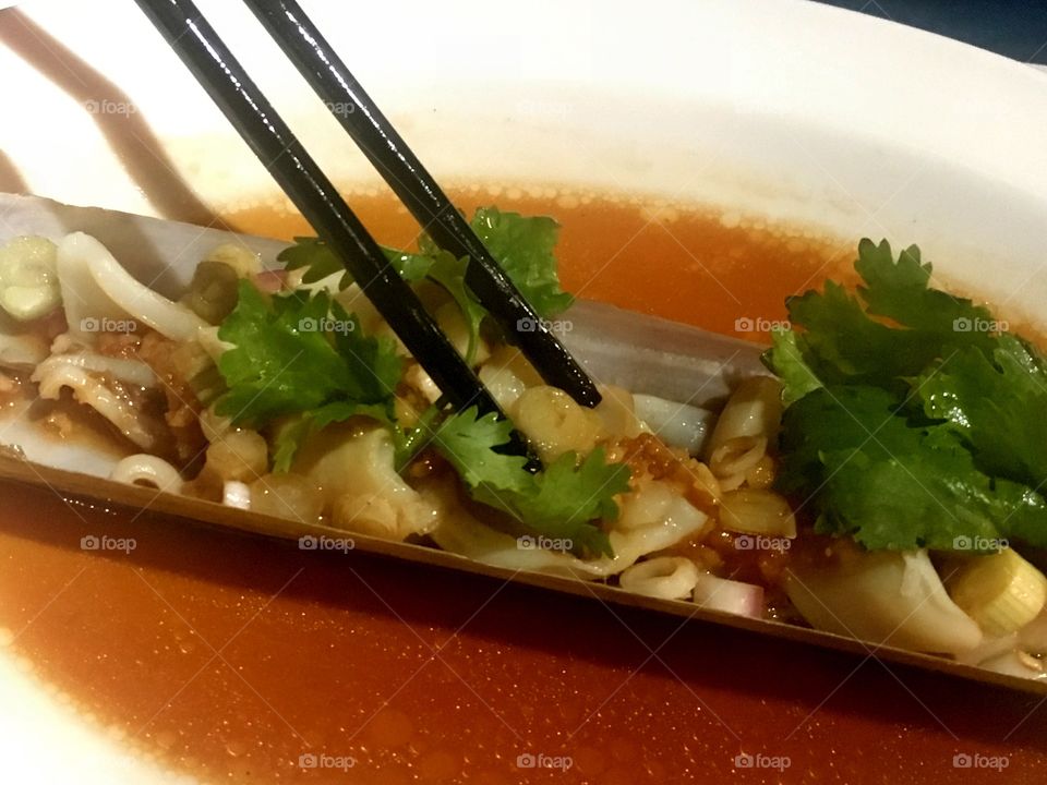 Razor clams Asian style 