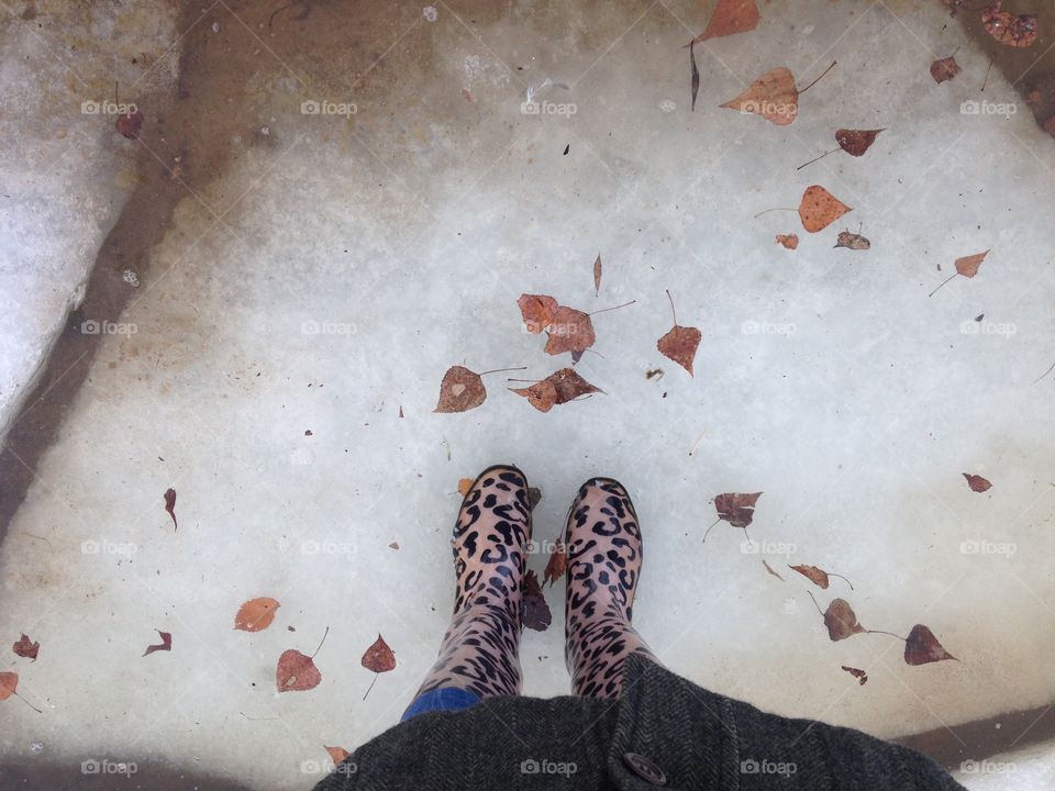 Feet view at the snow 