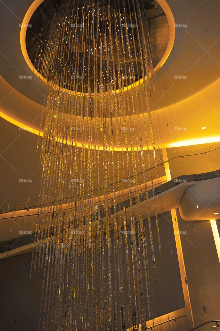 a yellow rain of crystals in a palace