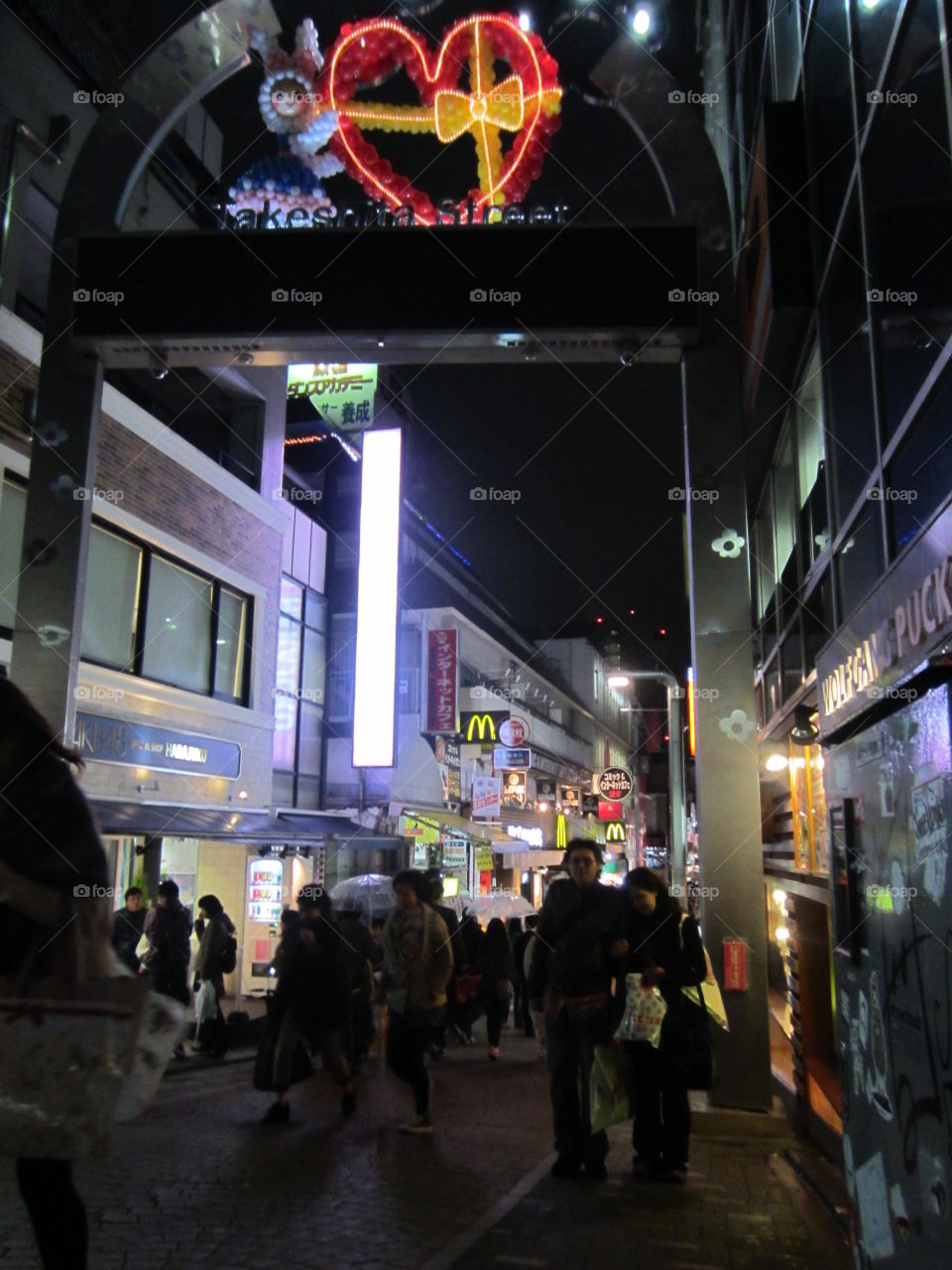 Harajuku, Tokyo, Japan. Takeshita Street Neon Sign, Night View