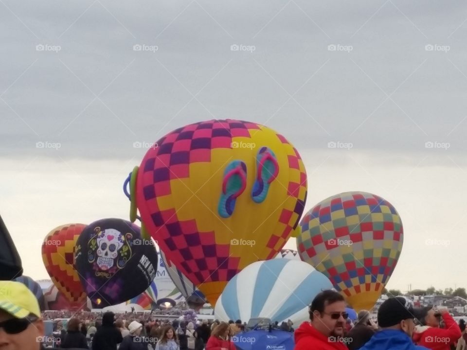 Hot air balloons, flip flops, Albuquerque International Balloon Fiesta, 2016