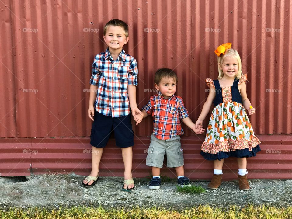 Siblings at the pumpkin patch