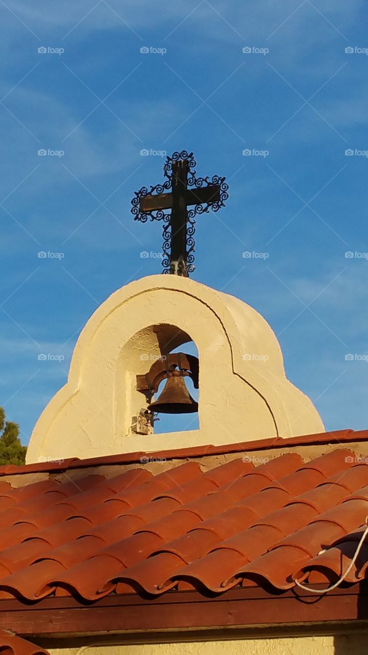 Rooftop Old Chorch Bell With Cross