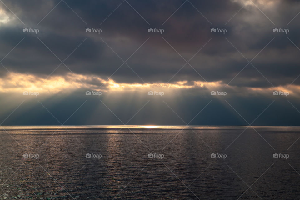 Sunlight falling on idyllic sea